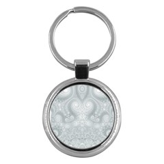 Ash Grey White Swirls Key Chain (round) by SpinnyChairDesigns