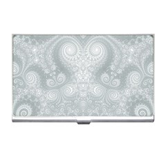 Ash Grey White Swirls Business Card Holder by SpinnyChairDesigns