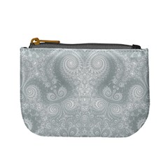 Ash Grey White Swirls Mini Coin Purse by SpinnyChairDesigns