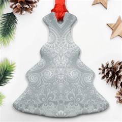 Ash Grey White Swirls Christmas Tree Ornament (two Sides) by SpinnyChairDesigns