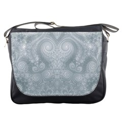 Ash Grey White Swirls Messenger Bag by SpinnyChairDesigns