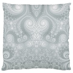 Ash Grey White Swirls Large Cushion Case (two Sides) by SpinnyChairDesigns