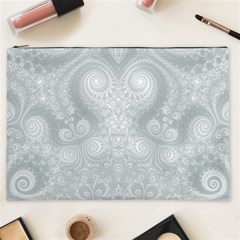 Ash Grey White Swirls Cosmetic Bag (xxl) by SpinnyChairDesigns