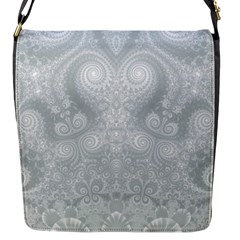 Ash Grey White Swirls Flap Closure Messenger Bag (s) by SpinnyChairDesigns