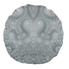 Ash Grey White Swirls Large 18  Premium Flano Round Cushions by SpinnyChairDesigns