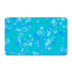 Aqua Blue Floral Print Magnet (rectangular) by SpinnyChairDesigns