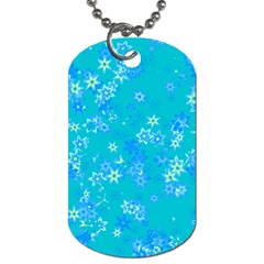 Aqua Blue Floral Print Dog Tag (one Side) by SpinnyChairDesigns