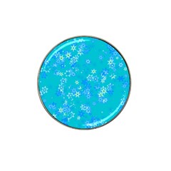 Aqua Blue Floral Print Hat Clip Ball Marker (10 Pack) by SpinnyChairDesigns