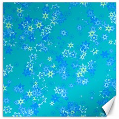 Aqua Blue Floral Print Canvas 16  X 16  by SpinnyChairDesigns