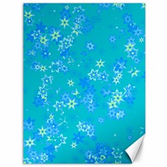 Aqua Blue Floral Print Canvas 36  X 48  by SpinnyChairDesigns