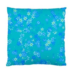 Aqua Blue Floral Print Standard Cushion Case (one Side) by SpinnyChairDesigns