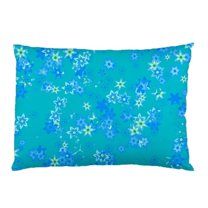 Aqua Blue Floral Print Pillow Case