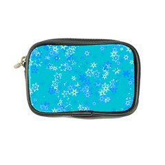 Aqua Blue Floral Print Coin Purse by SpinnyChairDesigns