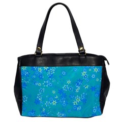 Aqua Blue Floral Print Oversize Office Handbag by SpinnyChairDesigns