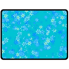 Aqua Blue Floral Print Fleece Blanket (large)  by SpinnyChairDesigns