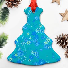 Aqua Blue Floral Print Ornament (christmas Tree)  by SpinnyChairDesigns