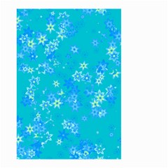 Aqua Blue Floral Print Small Garden Flag (two Sides) by SpinnyChairDesigns