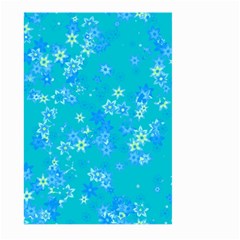 Aqua Blue Floral Print Large Garden Flag (two Sides) by SpinnyChairDesigns