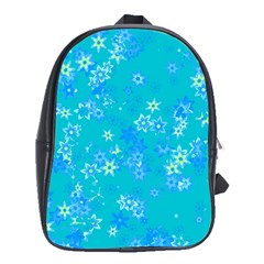 Aqua Blue Floral Print School Bag (xl) by SpinnyChairDesigns