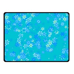 Aqua Blue Floral Print Double Sided Fleece Blanket (small)  by SpinnyChairDesigns