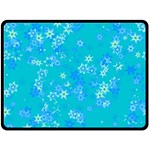 Aqua Blue Floral Print Double Sided Fleece Blanket (Large)  80 x60  Blanket Back