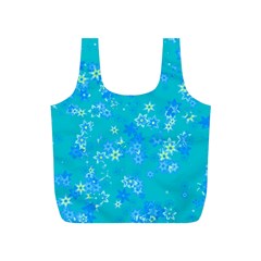 Aqua Blue Floral Print Full Print Recycle Bag (s) by SpinnyChairDesigns