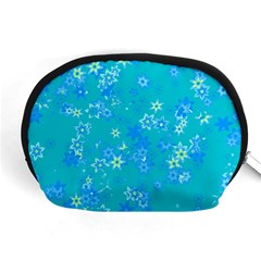 Aqua Blue Floral Print Accessory Pouch (medium) by SpinnyChairDesigns