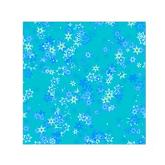 Aqua Blue Floral Print Small Satin Scarf (square) by SpinnyChairDesigns