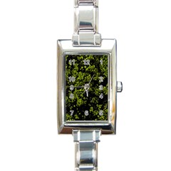 Nature Dark Camo Print Rectangle Italian Charm Watch by dflcprintsclothing