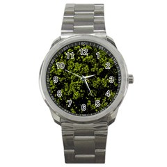 Nature Dark Camo Print Sport Metal Watch by dflcprintsclothing