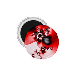 Abstract Red Black Floral Print 1 75  Magnets by SpinnyChairDesigns