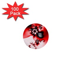 Abstract Red Black Floral Print 1  Mini Buttons (100 Pack)  by SpinnyChairDesigns