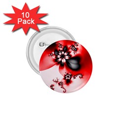 Abstract Red Black Floral Print 1 75  Buttons (10 Pack) by SpinnyChairDesigns