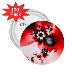 Abstract Red Black Floral Print 2 25  Buttons (100 Pack)  by SpinnyChairDesigns