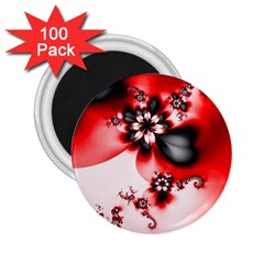 Abstract Red Black Floral Print 2 25  Magnets (100 Pack)  by SpinnyChairDesigns