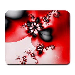 Abstract Red Black Floral Print Large Mousepads by SpinnyChairDesigns