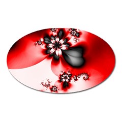 Abstract Red Black Floral Print Oval Magnet by SpinnyChairDesigns