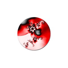 Abstract Red Black Floral Print Golf Ball Marker by SpinnyChairDesigns