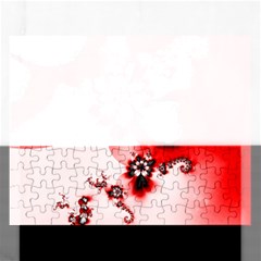 Abstract Red Black Floral Print Rectangular Jigsaw Puzzl by SpinnyChairDesigns