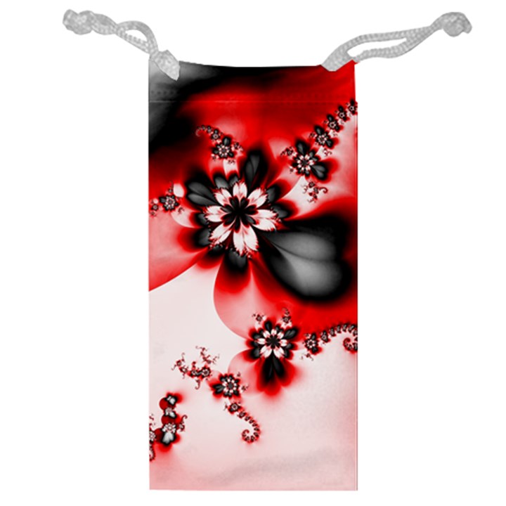 Abstract Red Black Floral Print Jewelry Bag