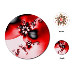 Abstract Red Black Floral Print Playing Cards Single Design (round) by SpinnyChairDesigns