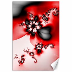 Abstract Red Black Floral Print Canvas 20  X 30  by SpinnyChairDesigns