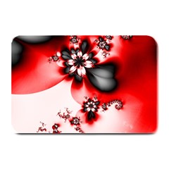 Abstract Red Black Floral Print Plate Mats by SpinnyChairDesigns