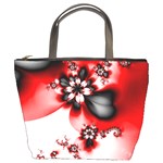 Abstract Red Black Floral Print Bucket Bag Front