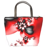 Abstract Red Black Floral Print Bucket Bag Back