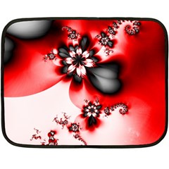 Abstract Red Black Floral Print Fleece Blanket (mini) by SpinnyChairDesigns