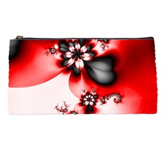 Abstract Red Black Floral Print Pencil Case by SpinnyChairDesigns