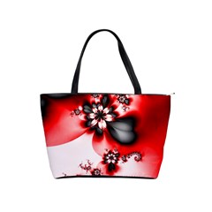 Abstract Red Black Floral Print Classic Shoulder Handbag by SpinnyChairDesigns