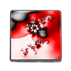 Abstract Red Black Floral Print Memory Card Reader (square 5 Slot) by SpinnyChairDesigns