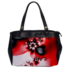 Abstract Red Black Floral Print Oversize Office Handbag by SpinnyChairDesigns